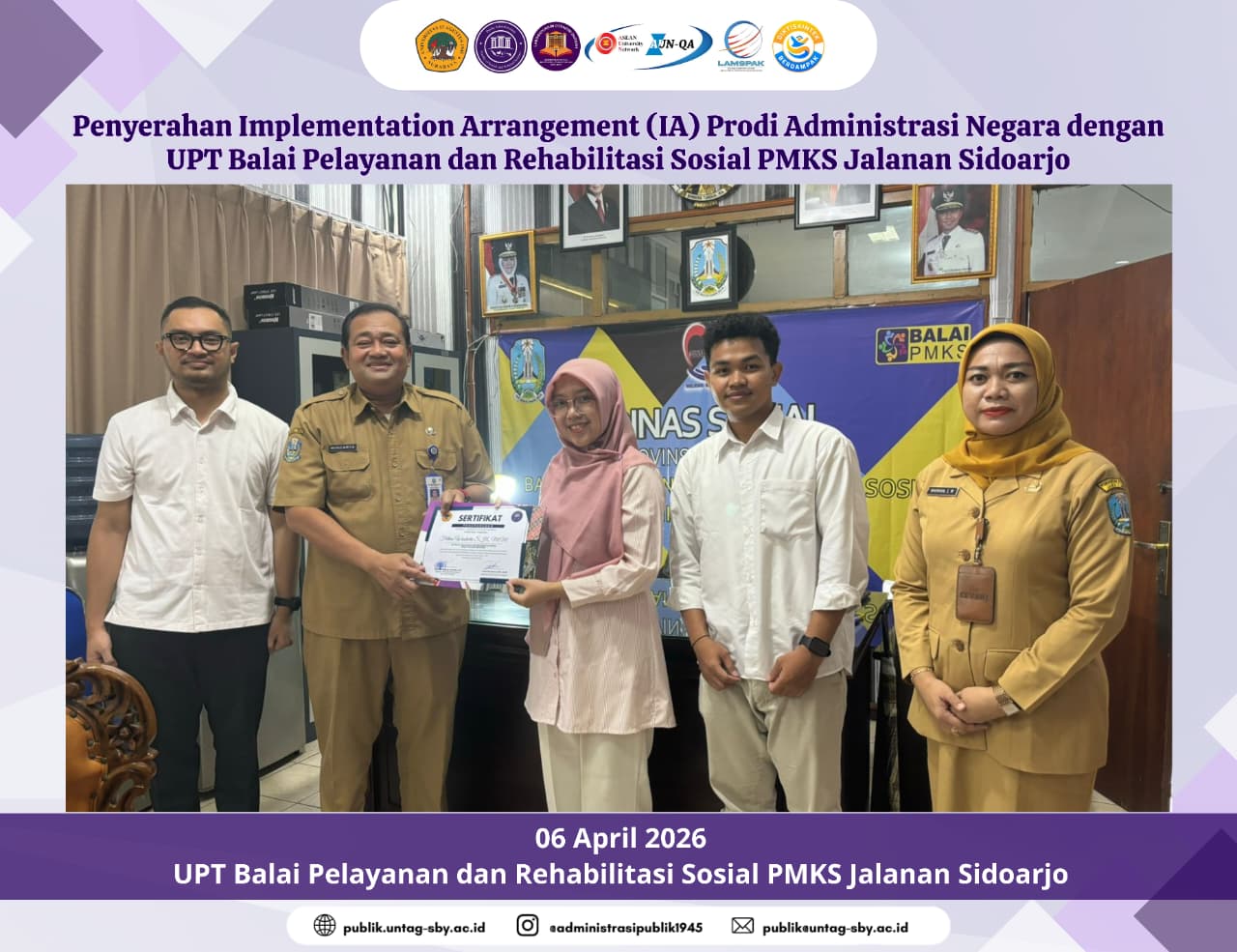  Tingkatkan Kompetensi Mahasiswa, Prodi Administrasi Negara Untag Surabaya Jalin Sinergi dengan UPT Balai Pelayanan Sosial Sidoarjo