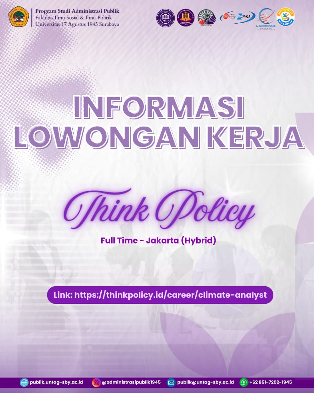 Peluang Karier: Think Policy Buka Lowongan Kerja Full-Time untuk Alumni Administrasi Publik